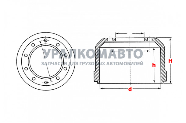 барабан тормозной задний H=280 HOWO AZ9112340006