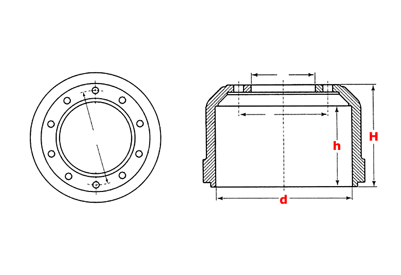 Барабан тормозной задний D=410 H=285 h=230 